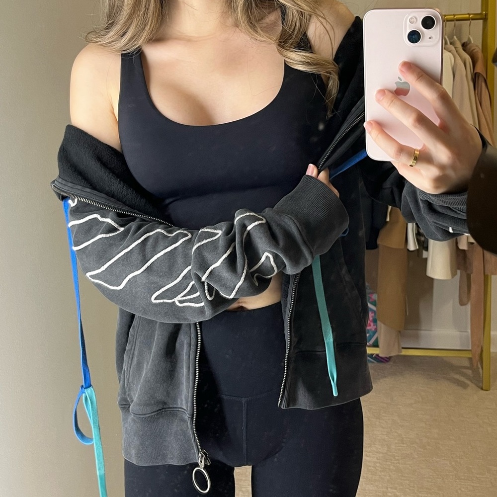 Off white Gray Abstract Arrows Zipup Hoodie - Picture 2 of 5